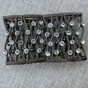 Elegant Silver-Tone Rhinestone Cuff Bracelet